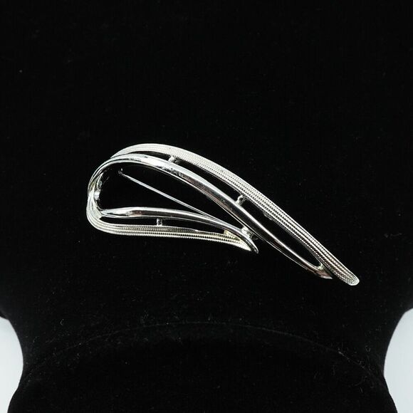 Vintage Sarah Coventry Swirl Brooch Abstract Silver Tone Signed Timeless - Picture 11 of 12